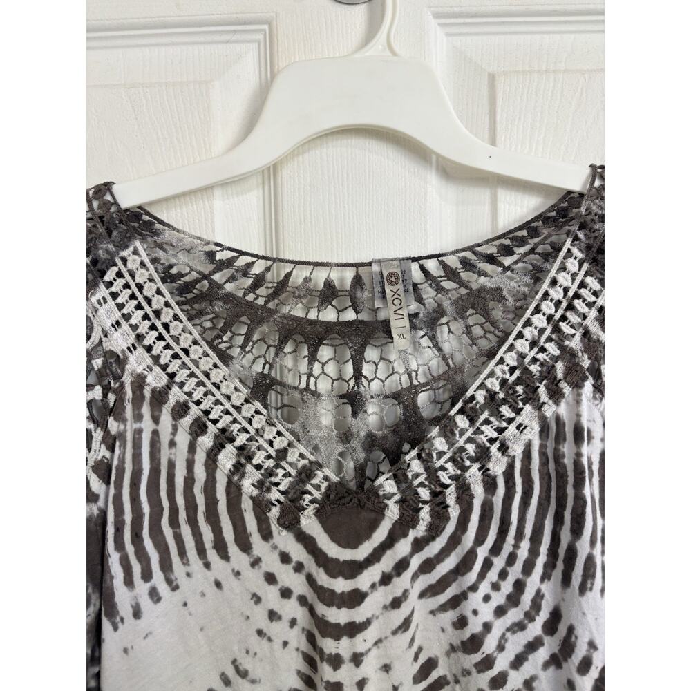 XCVI Crochet Open Knit Tie Dye Abtract Tunic Top Size XL Lagenlook Artsy Boho - Picture 3 of 8